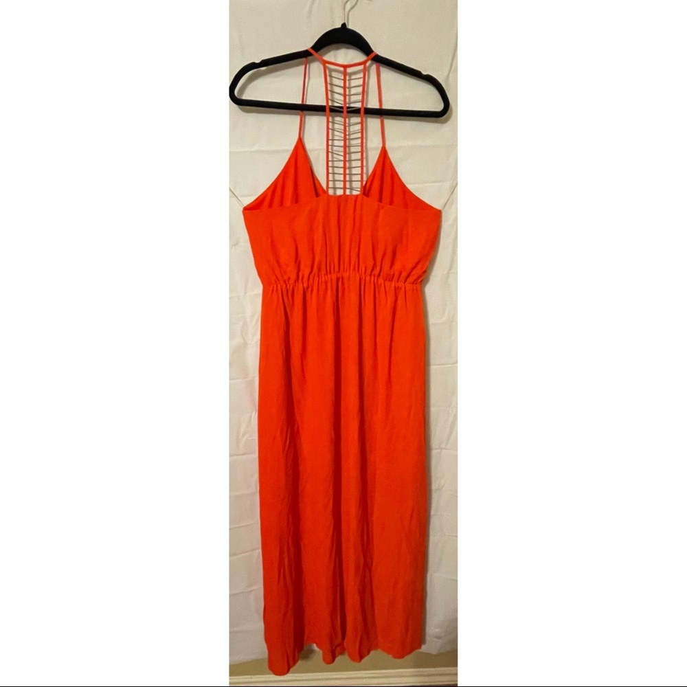 Tangerine Shine Star long Maxi dress, with splits, backless